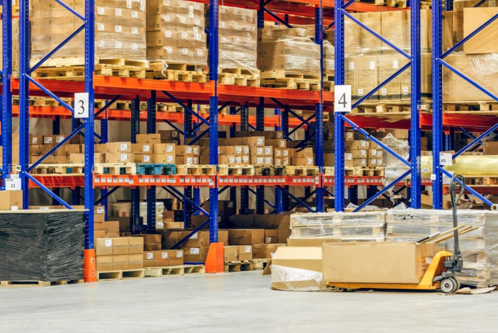 Palletized freight being displayed in racking at a third party warehouse