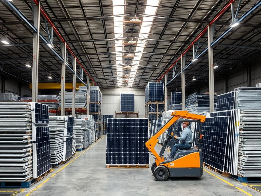 Foreign Trade Zone warehouse storing solar panels in Jacksonville, Florida